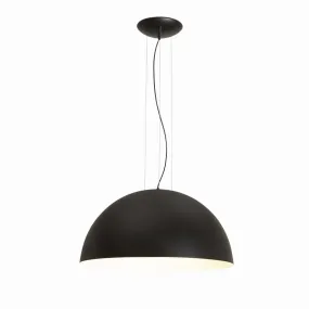 GB-RUGIADA suspension 122 24 40cm E27 corten dôme en acier noir ciment blanc lustre intérieur