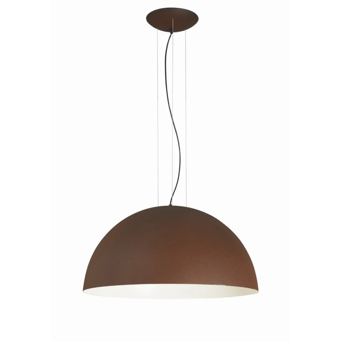 Sospensione GB-RUGIADA 122 24 40cm E27 cupola acciaio corten cemento nero bianco lampadario interno