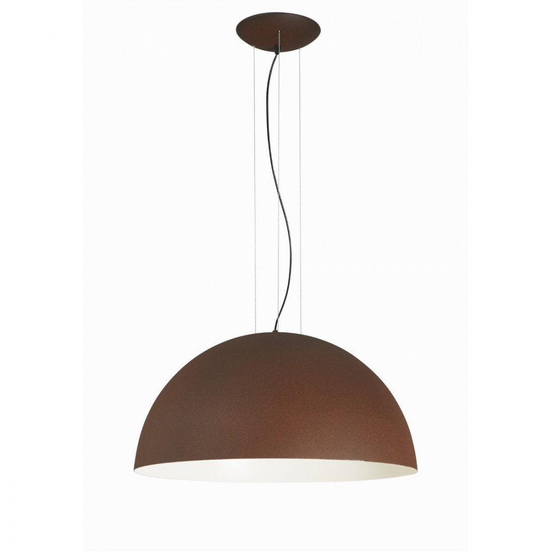 GB-RUGIADA suspension 122 24 40cm E27 corten dôme en acier noir ciment blanc lustre intérieur