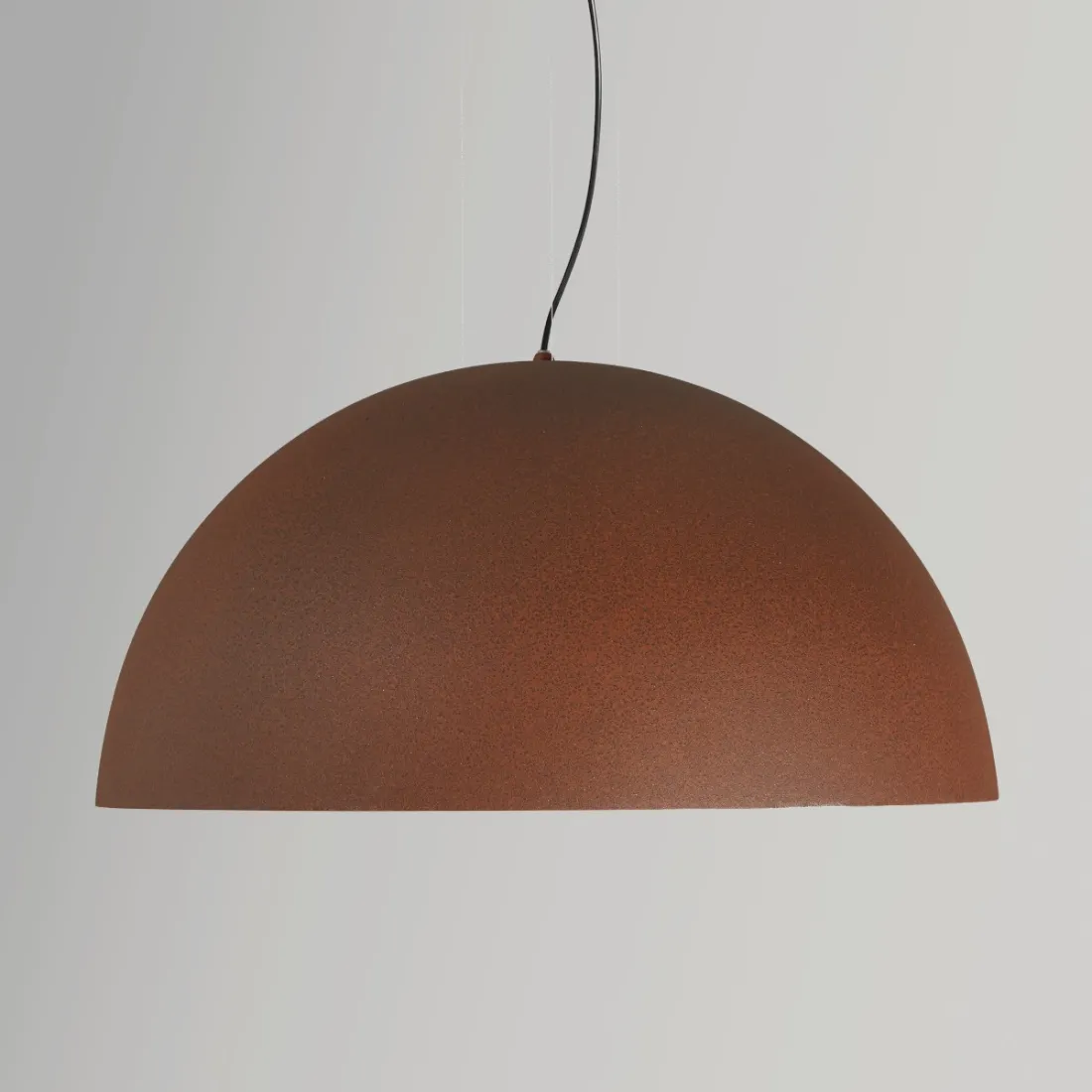 GB-RUGIADA suspension 122 24 40cm E27 corten dôme en acier noir ciment blanc lustre intérieur