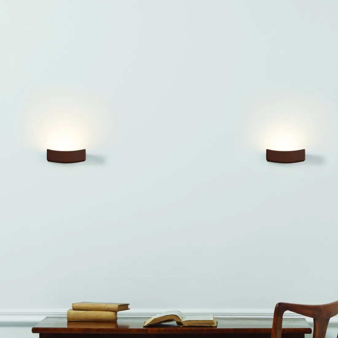 Applique GB-DOLCE 192 41 8W Led 13cm acciaio corten cemento sabbia mensola curva monoemissione interno