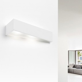 Applique SF-TEOS T174.11 G9 LED 34.5CM gesso bianco verniciabile lampada parete biemissione interno