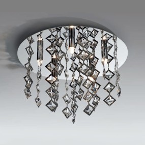 Illuminando GALASSIA 40 G9 LED-Deckenleuchte mit 5 Leuchten und transparenten quadratischen Kristallen, modern