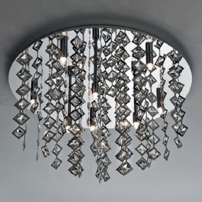 Illuminando GALASSIA 60 G9 LED-Deckenleuchte mit 8 Leuchten und transparenten quadratischen Kristallen, modern