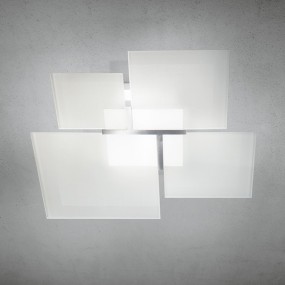 LM-QUADRIFOGLIO 8050 PL30 61X61CM E27 LED plafonnier moderne blanc verre satiné carré plafonnier intérieur