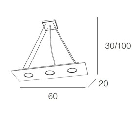 Lustre TP-AREA 1127 S3 27W Gx53 Led 60x20 suspension simple moderne en métal blanc suspension rectangulaire