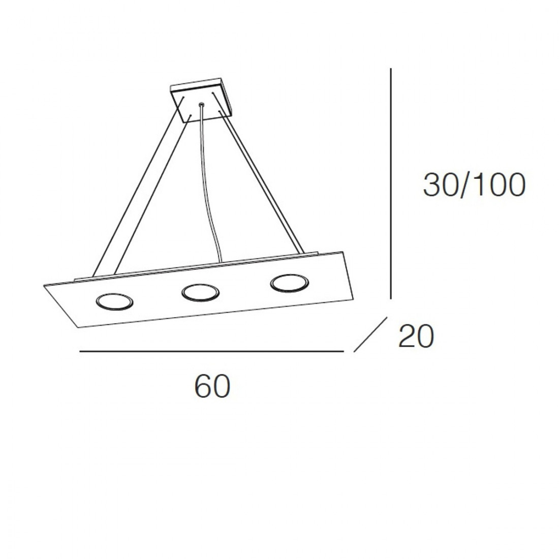 Lampadario TP-AREA 1127 S3 27W Gx53 Led 60x20 monoemissione metallo bianco sospensione moderna rettangolare