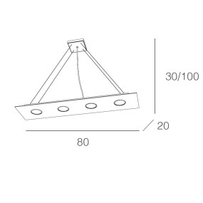 Lampadario TP-AREA 1127 S4 R 36W Gx53 Led 80x20 monoemissione metallo bianco sospensione moderna rettangolare