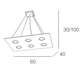 Lampadario TP-AREA 1127 S6 R 54W Gx53 Led 60x40 monoemissione metallo bianco sospensione moderna rettangolare