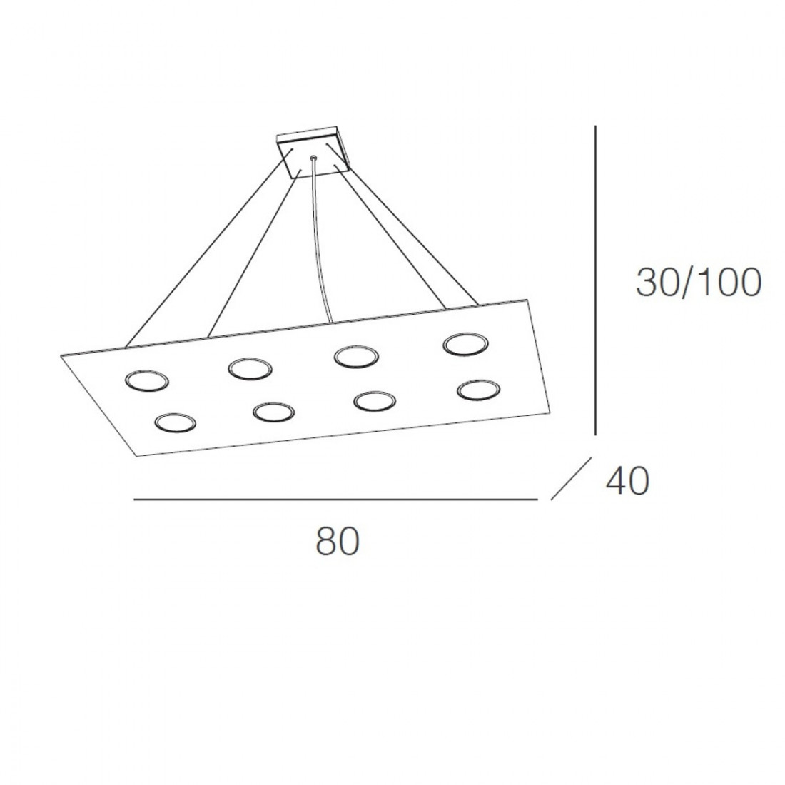 Lampadario TP-AREA 1127 S8 R+3 99W Gx53 Led 80x40 biemissione metallo bianco sospensione moderna rettangolare