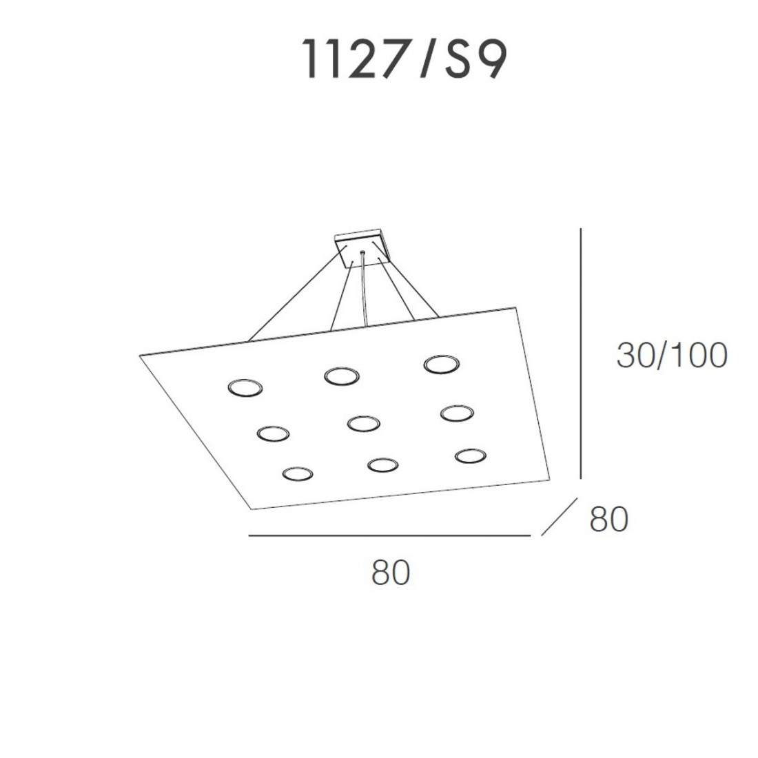 Lustre TP-AREA 1127 S9 81W Gx53 Led 80x80 suspension simple moderne en métal blanc à suspension carrée