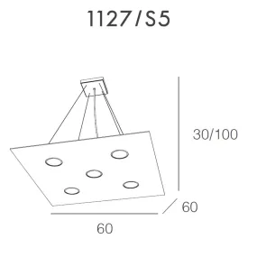 Lustre TP-AREA 1127 S5 45W Gx53 Led 60x60 simple émission suspension carrée en métal blanc moderne