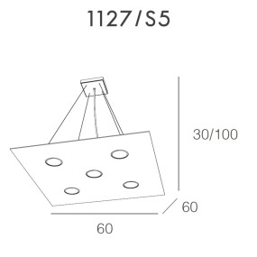 Lampadario TP-AREA 1127 S5+2 63W Gx53 Led 60x60 biemissione metallo bianco sospensione moderna quadrata