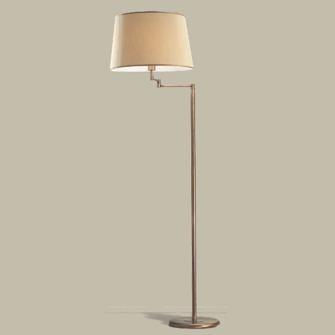 Piantana LM-6990 E27 LED orientabile classica metallo ottone brunito paralume tessuto lampada terra interni