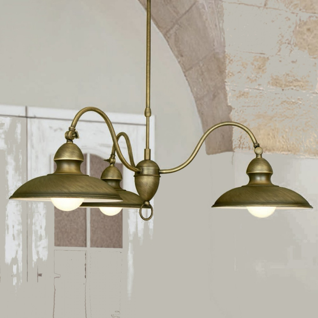 Lustre LM-6975 3B E27 LED rustique classique en métal bruni plaques réglables suspension intérieur