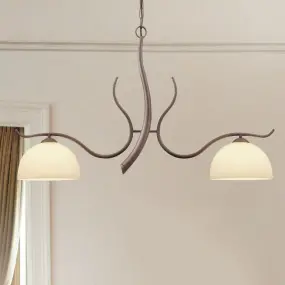 Bilanciere LM-4240 2B E27 LED vetro cupola crema satinato metallo marrone lampadario classico interni