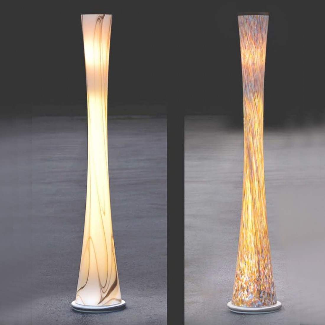Piantana SN-CLESSIDRA T5 neon vetro soffiato multicolor dimmerabile moderna lampada terra interno IP20