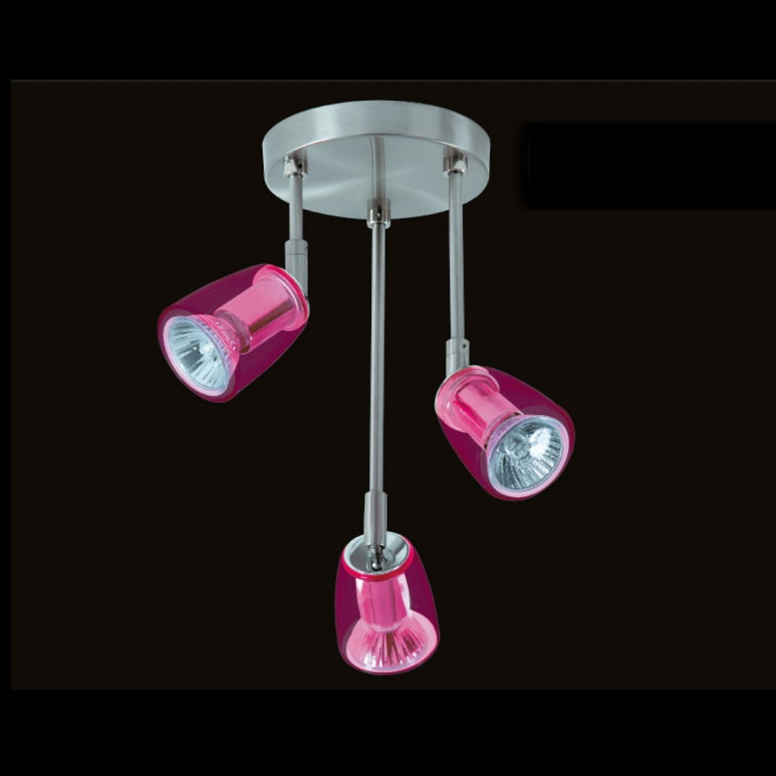 PD-STING 745 plafonnier 3 spots orientables plafonnier moderne en verre fuchsia orange rouge bleu