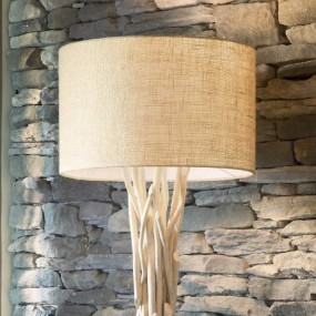 Piantana ID-DRIFTWOOD PT1 E27 Led legno naturale tessuto canvas lampada terra classica rustica paralume cilindro interno