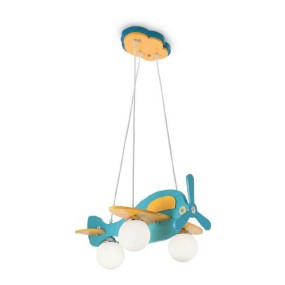 Lampadario ID-AVION 1 SP3 E14 Led elicottero legno sospensione camerette bambini multiluce interno