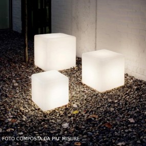 Lampada terra Ideal Lux LUNA D30 PT1 E27 Led cubo esterno plastica bianca lume giardino IP44