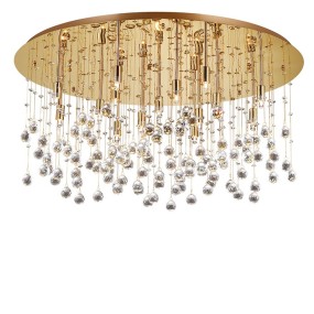 Plafoniera ID-MOONLIGHT PL15 luci G9 metallo oro moderna sfere cristallo trasparente lampada soffitto interno IP20