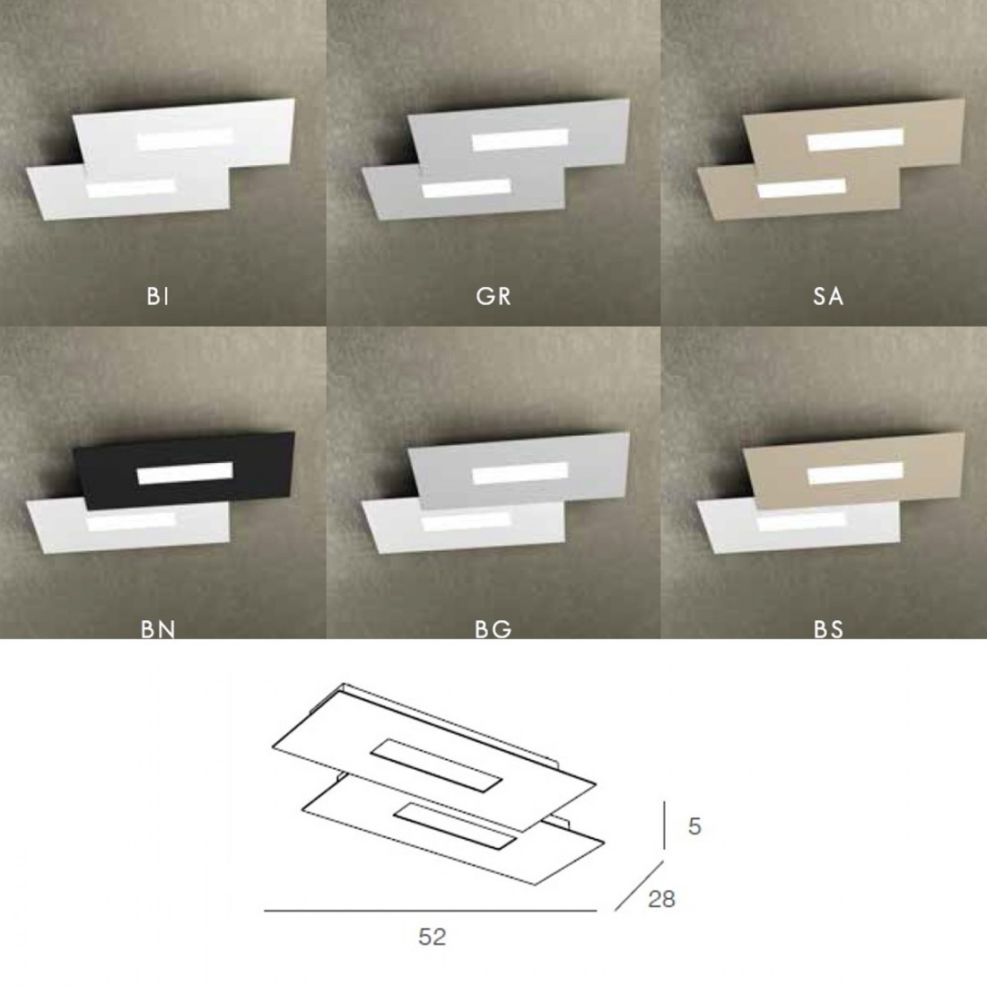Plafoniera TP-WALLY 1138 M2 2G11 Led metallo rettangolare lampada soffitto interno