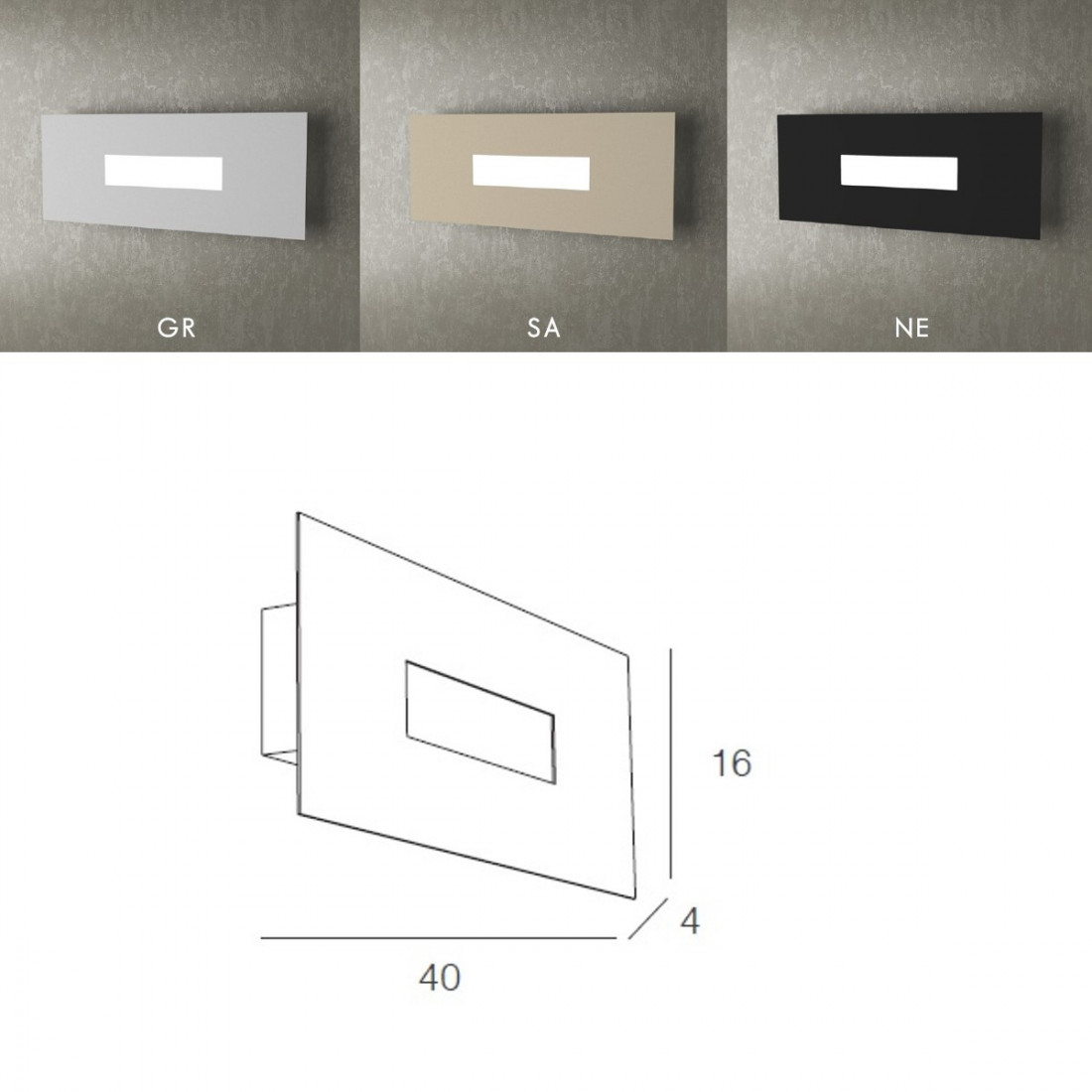 Applique TP-WALLY 1138 40cm 2G11 Led metallo plexiglass lampada parete rettangolare moderna interno