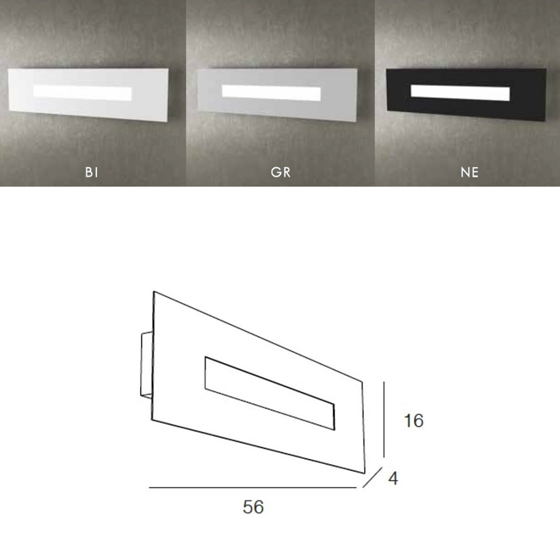 Applique TP-WALLY 1138 60cm 2G11 Led metallo plexiglass lampada parete rettangolare moderna interno