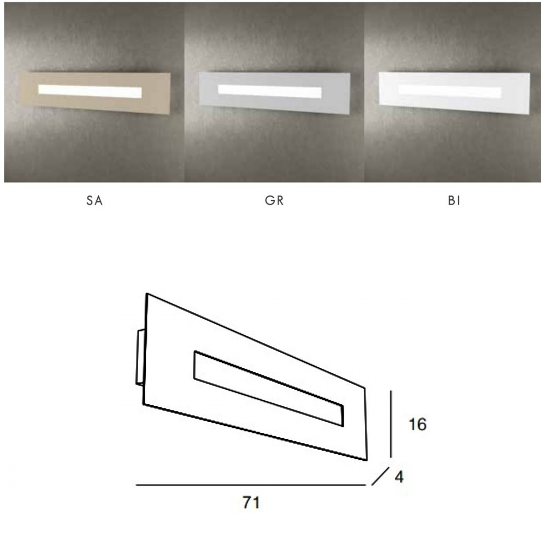 Applique TP-WALLY 1138 70cm 2G11 Led metallo plexiglass lampada parete rettangolare moderna interno
