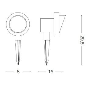 Picchetto ID-TERRA PT1 Smal GU10 moderno alluminio antracite bianco faretto esterno terra orientabile IP65