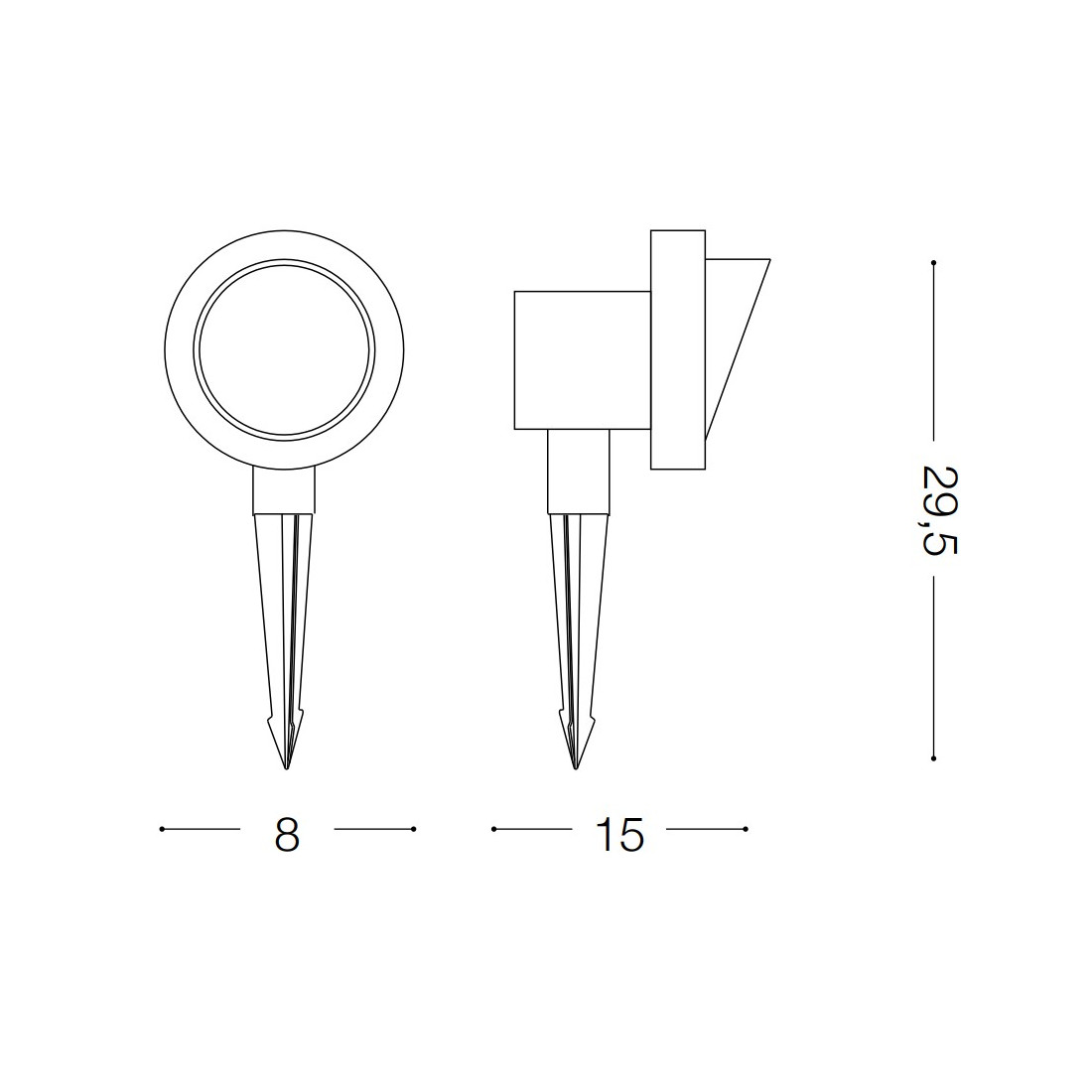 Picchetto ID-TERRA PT1 Smal GU10 moderno alluminio antracite bianco faretto esterno terra orientabile IP65