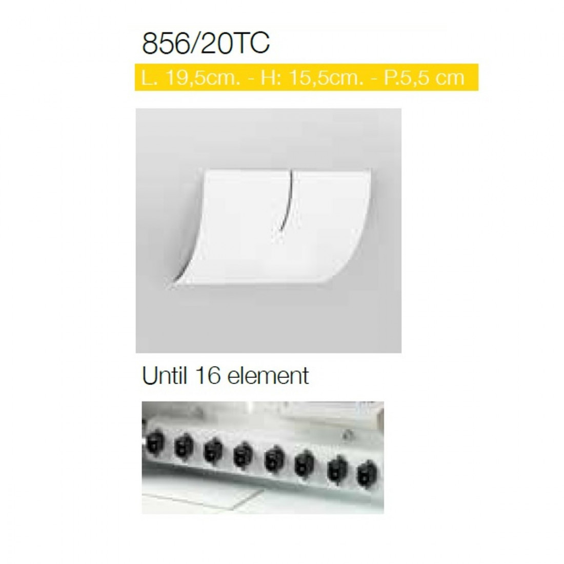Base CO-LINE SYSTEM 856 20TC 16 éléments rectangulaire métal blanc noir sable fixation plafond