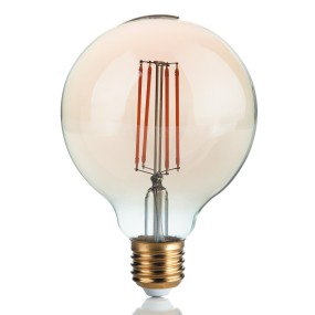 Lampadina led vintage a globo ambra in vetro attacco E27.