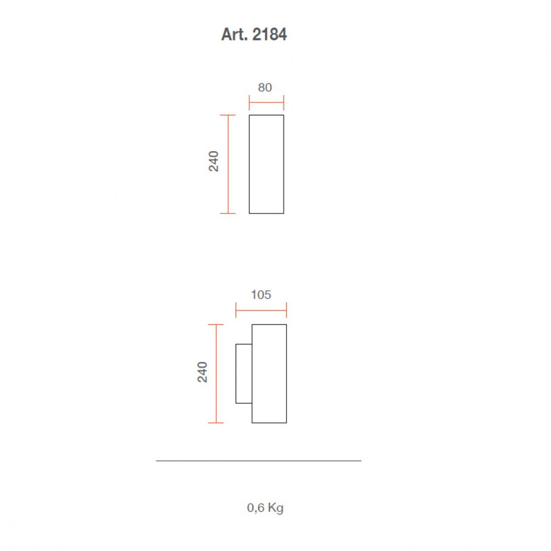 Applique BF-2184 G9 LED gesso bianco verniciabile biemissione cilindro interno IP20