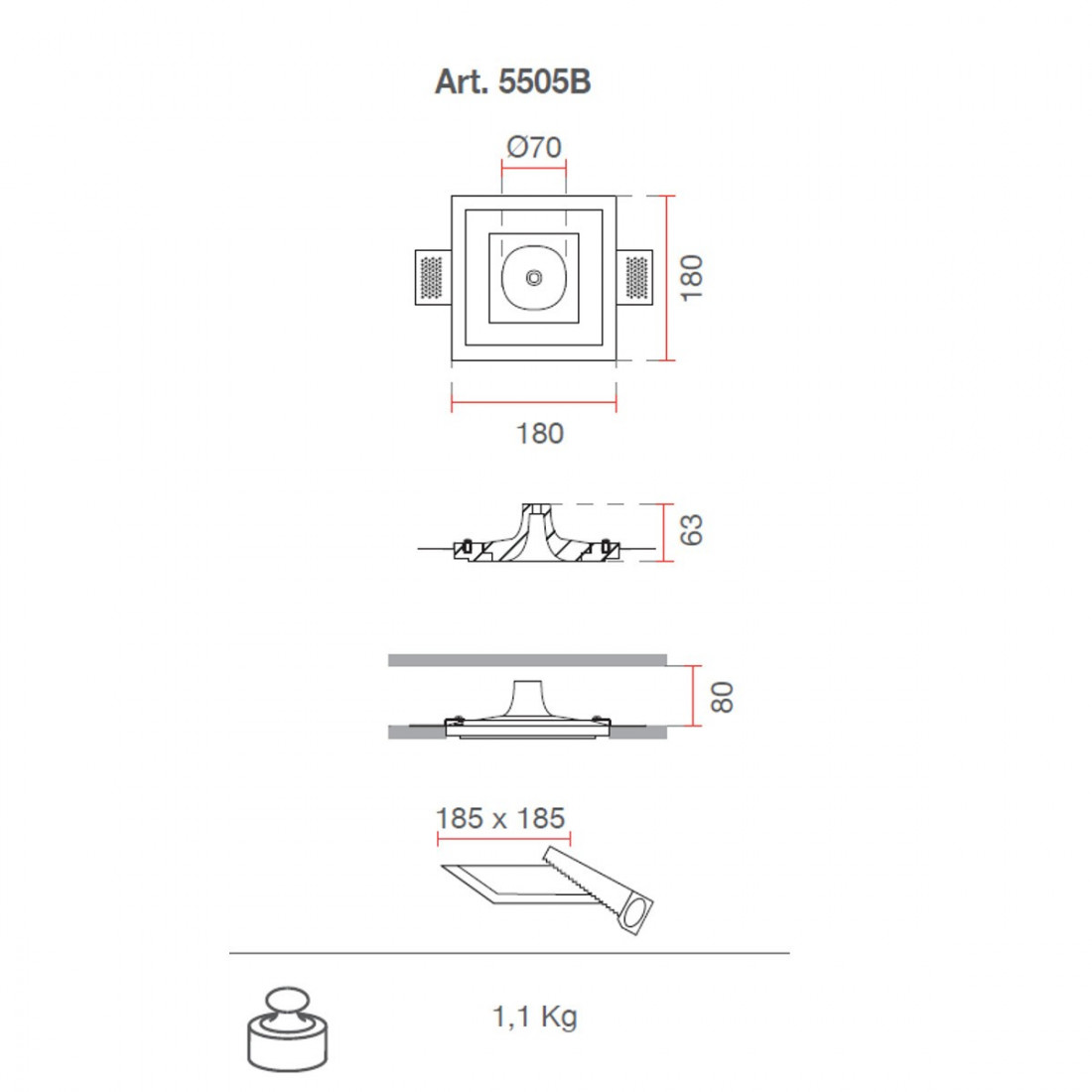 Rosone BF-5505B accessorio scomparsa controsoffitto cartongesso