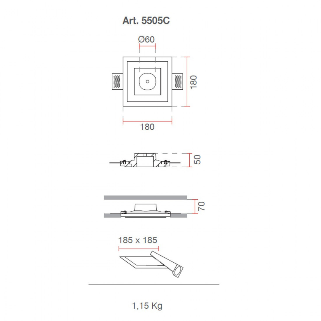 Rosone BF-5505C accessorio scomparsa controsoffitto cartongesso