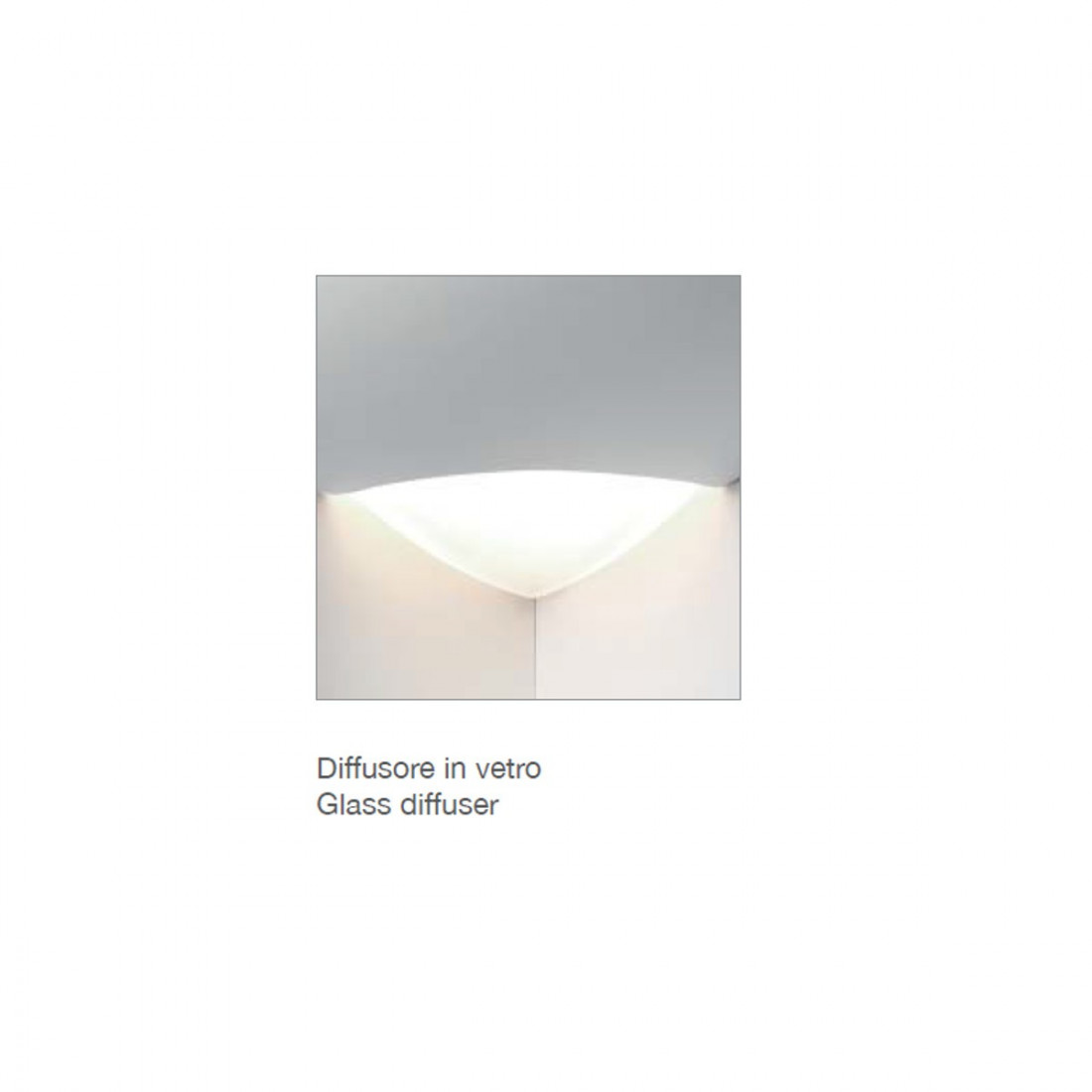 Applique BF-7949 E27 vaschetta angolare lampada parete gesso verniciabile vetro interno IP20