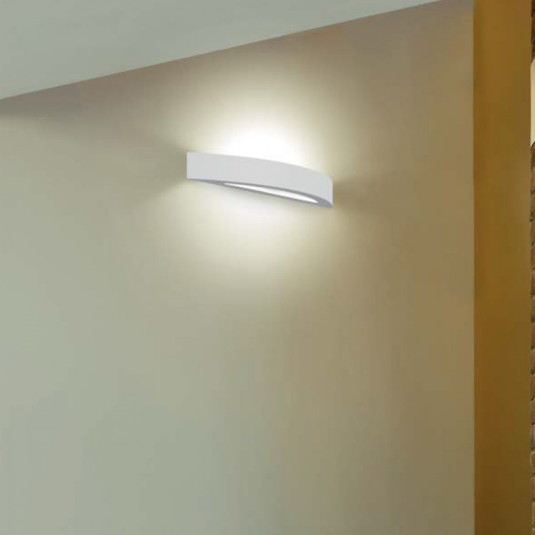 Applique BF-8760 LED 24W 73cm fascia gesso bianco verniciabile vetro biemissione lampada parete interno IP20