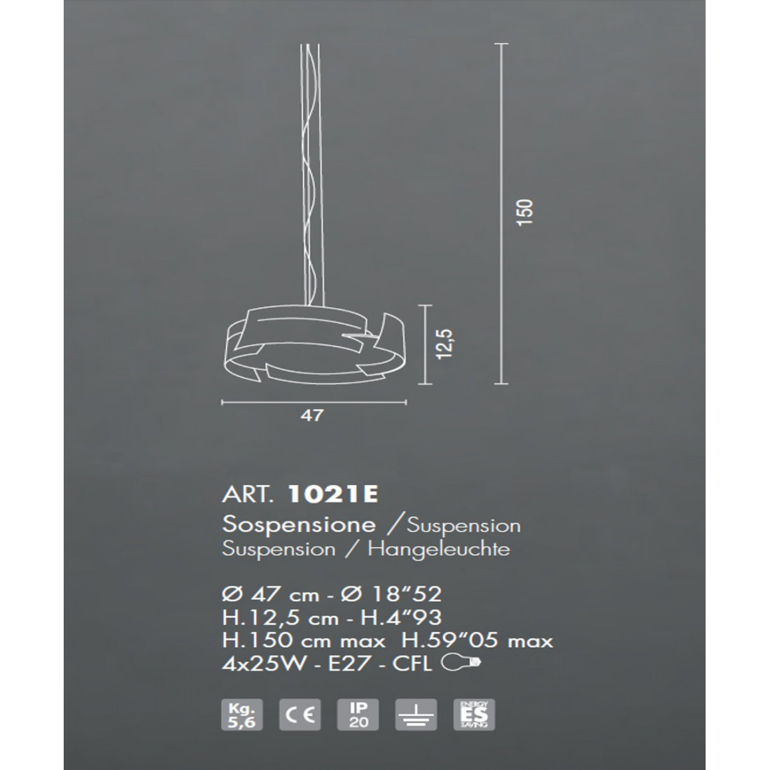 Sospensione SN-VULTUR 1021E 1024E E27 acciaio lampadario moderno interno IP20