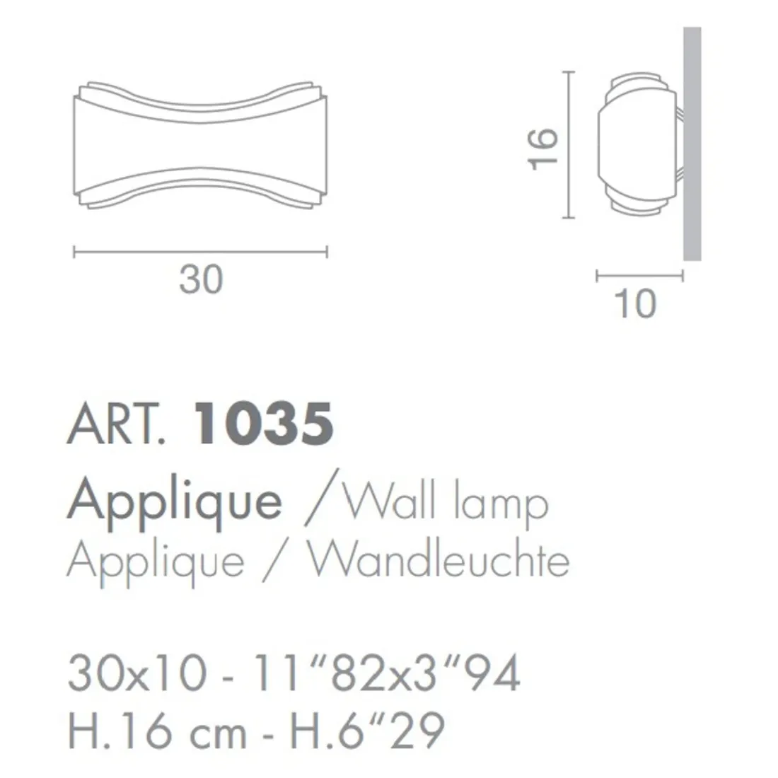 Applique SN-IONICA 30cm R7s vetro metallo moderno biemissione lampada parete interno IP20
