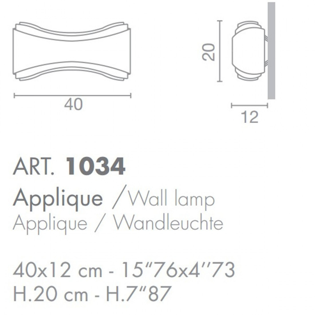 Applique SN-IONICA 40cm R7s metallo lucido moderno biemissione lampada parete interno IP20