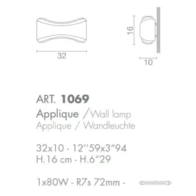 Applique murale SN-IONICA 32cm R7s applique murale moderne en verre métallique double émission IP20