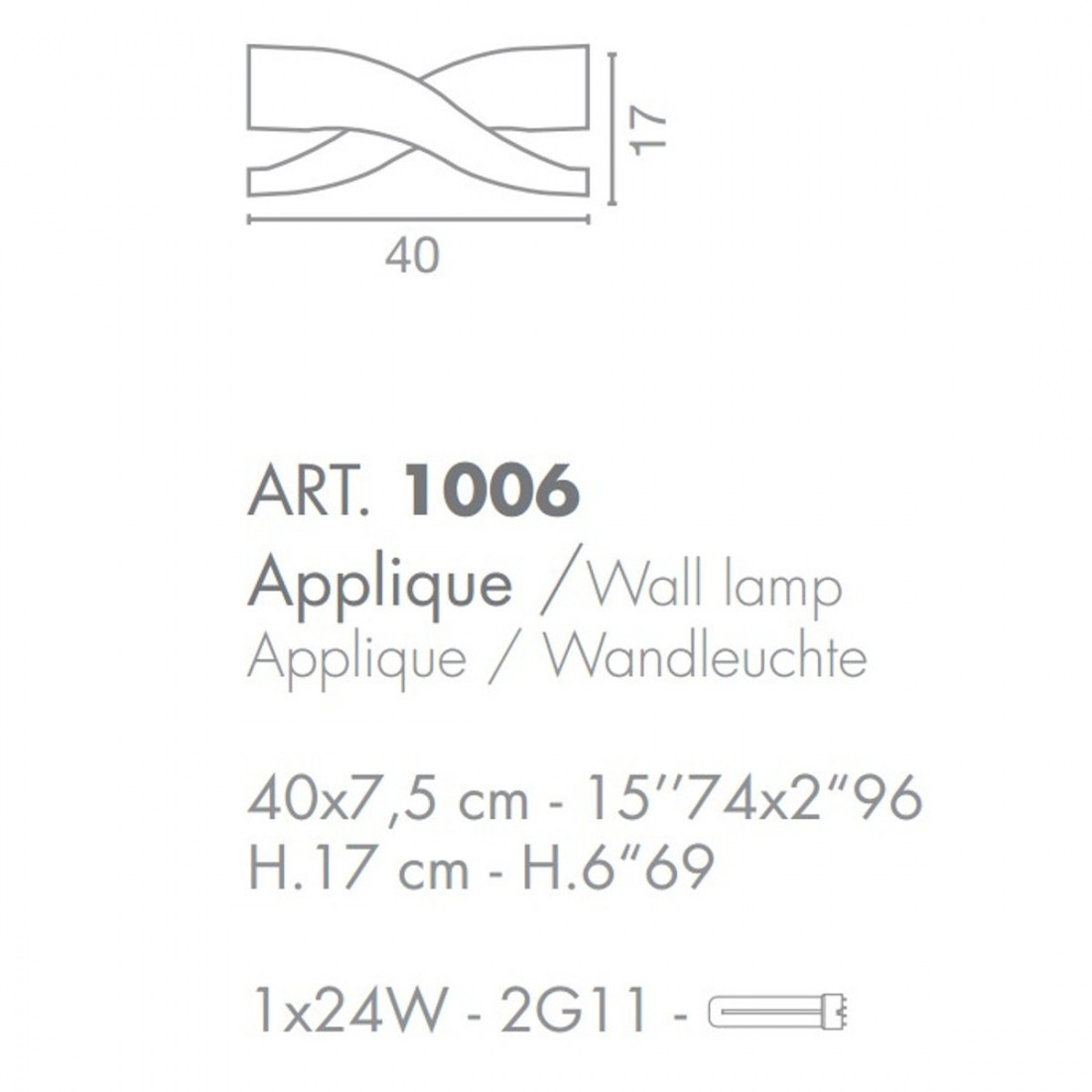Applique SN-FIFI 2G11 metallo bianco foglia oro argento moderno lampada parete interno IP20