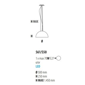 Lustre FB-DUNE 561 S E27 LED 50cm dôme moderne intérieur lustre en métal E27