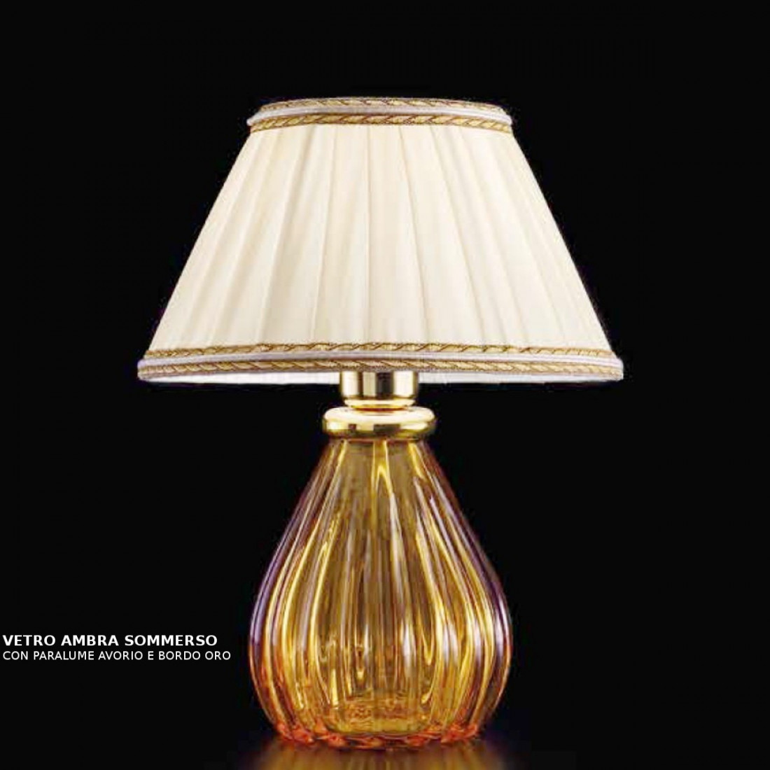 Abat-jour SY-SCRIGNO 1395 TOP completo vetro murano veneziano colorato paralume tessuto lampada tavolo classica