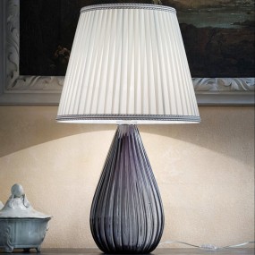 Abat-jour SY-SCRIGNO 1396 TOP H58 completo vetro murano veneziano colorato paralume tessuto lampada tavolo classica