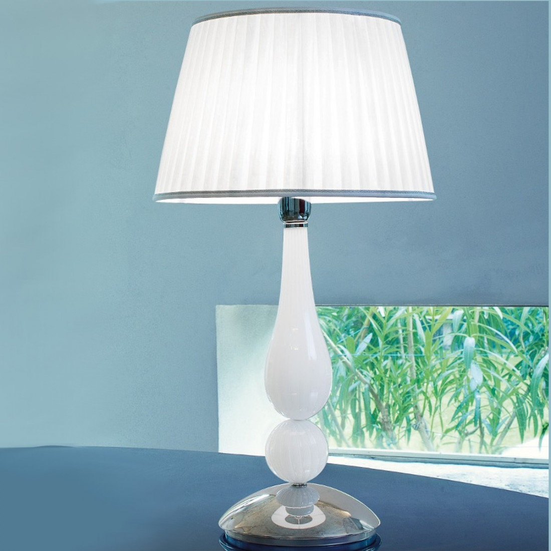 Lampenschirm aus Muranoglas Venezia mit Stofflampenschirm.