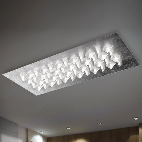 Plafoniera FB-CRISTALLI 2052 PL110 105W LED 9000LM metallo metacrilato triangolo satinato lampada soffitto rettangolare moderna