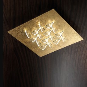 Plafoniera FB-CRISTALLI 2052 PL50 35W LED 3000LM metallo metacrilato triangolo satinato lampada soffitto quadrata moderna